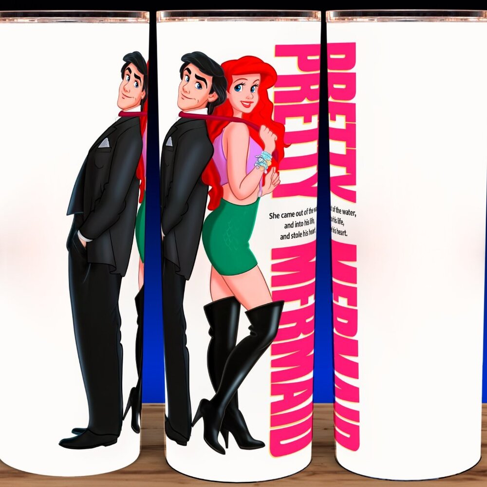 The Little Mermaid - Pretty Mermaid - Ariel and Eric 90s Cup Mug Tumbler